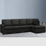 darrahopens Furniture > Sofas Artiss Sofa Lounge Set 5 Seater Modular Chaise Chair Suite Couch Dark Grey