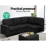 darrahopens Furniture > Sofas Artiss Sofa Lounge Set 5 Seater Modular Chaise Chair Suite Couch Dark Grey