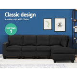 darrahopens Furniture > Sofas Artiss Sofa Lounge Set 5 Seater Modular Chaise Chair Suite Couch Dark Grey