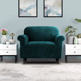 Darrahopens Furniture > Sofas Artiss Velvet Sofa Cover Plush Couch Cover Lounge Slipcover 1 Seater Agate Green