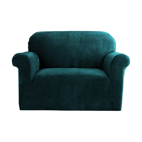 Darrahopens Furniture > Sofas Artiss Velvet Sofa Cover Plush Couch Cover Lounge Slipcover 1 Seater Agate Green