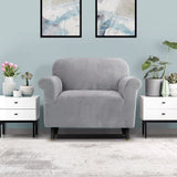 Darrahopens Furniture > Sofas Artiss Velvet Sofa Cover Plush Couch Cover Lounge Slipcover 1 Seater Grey