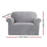Darrahopens Furniture > Sofas Artiss Velvet Sofa Cover Plush Couch Cover Lounge Slipcover 1 Seater Grey