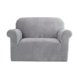 Darrahopens Furniture > Sofas Artiss Velvet Sofa Cover Plush Couch Cover Lounge Slipcover 1 Seater Grey
