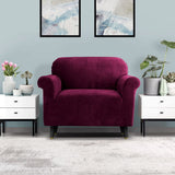 Darrahopens Furniture > Sofas Artiss Velvet Sofa Cover Plush Couch Cover Lounge Slipcover 1 Seater Ruby Red