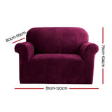 Darrahopens Furniture > Sofas Artiss Velvet Sofa Cover Plush Couch Cover Lounge Slipcover 1 Seater Ruby Red