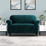 Darrahopens Furniture > Sofas Artiss Velvet Sofa Cover Plush Couch Cover Lounge Slipcover 2 Seater Agate Green