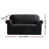 Darrahopens Furniture > Sofas Artiss Velvet Sofa Cover Plush Couch Cover Lounge Slipcover 2 Seater Black