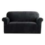 Darrahopens Furniture > Sofas Artiss Velvet Sofa Cover Plush Couch Cover Lounge Slipcover 2 Seater Black