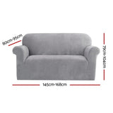 Darrahopens Furniture > Sofas Artiss Velvet Sofa Cover Plush Couch Cover Lounge Slipcover 2 Seater Grey