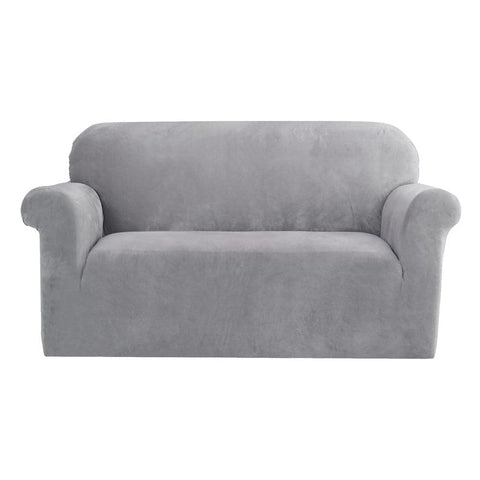 Darrahopens Furniture > Sofas Artiss Velvet Sofa Cover Plush Couch Cover Lounge Slipcover 2 Seater Grey