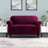 Darrahopens Furniture > Sofas Artiss Velvet Sofa Cover Plush Couch Cover Lounge Slipcover 2 Seater Ruby Red