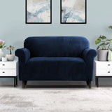 Darrahopens Furniture > Sofas Artiss Velvet Sofa Cover Plush Couch Cover Lounge Slipcover 2 Seater Sapphire
