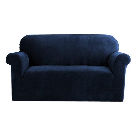 Darrahopens Furniture > Sofas Artiss Velvet Sofa Cover Plush Couch Cover Lounge Slipcover 2 Seater Sapphire