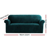 Darrahopens Furniture > Sofas Artiss Velvet Sofa Cover Plush Couch Cover Lounge Slipcover 3 Seater Agate Green