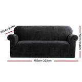 Darrahopens Furniture > Sofas Artiss Velvet Sofa Cover Plush Couch Cover Lounge Slipcover 3 Seater Black