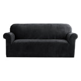 Darrahopens Furniture > Sofas Artiss Velvet Sofa Cover Plush Couch Cover Lounge Slipcover 3 Seater Black