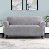 Darrahopens Furniture > Sofas Artiss Velvet Sofa Cover Plush Couch Cover Lounge Slipcover 3 Seater Grey