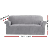 Darrahopens Furniture > Sofas Artiss Velvet Sofa Cover Plush Couch Cover Lounge Slipcover 3 Seater Grey