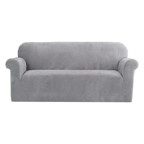 Darrahopens Furniture > Sofas Artiss Velvet Sofa Cover Plush Couch Cover Lounge Slipcover 3 Seater Grey