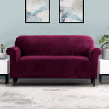 Darrahopens Furniture > Sofas Artiss Velvet Sofa Cover Plush Couch Cover Lounge Slipcover 3 Seater Ruby Red