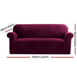 Darrahopens Furniture > Sofas Artiss Velvet Sofa Cover Plush Couch Cover Lounge Slipcover 3 Seater Ruby Red
