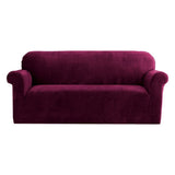 Darrahopens Furniture > Sofas Artiss Velvet Sofa Cover Plush Couch Cover Lounge Slipcover 3 Seater Ruby Red