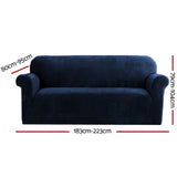 Darrahopens Furniture > Sofas Artiss Velvet Sofa Cover Plush Couch Cover Lounge Slipcover 3 Seater Sapphire