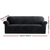 Darrahopens Furniture > Sofas Artiss Velvet Sofa Cover Plush Couch Cover Lounge Slipcover 4 Seater Black