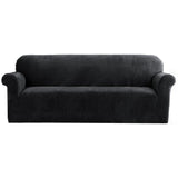 Darrahopens Furniture > Sofas Artiss Velvet Sofa Cover Plush Couch Cover Lounge Slipcover 4 Seater Black