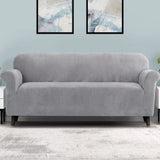 Darrahopens Furniture > Sofas Artiss Velvet Sofa Cover Plush Couch Cover Lounge Slipcover 4 Seater Grey