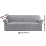 Darrahopens Furniture > Sofas Artiss Velvet Sofa Cover Plush Couch Cover Lounge Slipcover 4 Seater Grey
