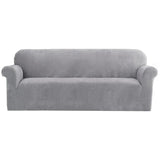 Darrahopens Furniture > Sofas Artiss Velvet Sofa Cover Plush Couch Cover Lounge Slipcover 4 Seater Grey