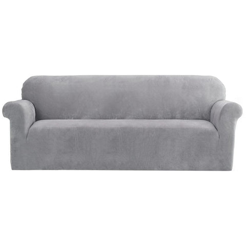 Darrahopens Furniture > Sofas Artiss Velvet Sofa Cover Plush Couch Cover Lounge Slipcover 4 Seater Grey