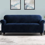 Darrahopens Furniture > Sofas Artiss Velvet Sofa Cover Plush Couch Cover Lounge Slipcover 4 Seater Sapphire