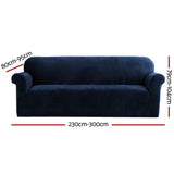 Darrahopens Furniture > Sofas Artiss Velvet Sofa Cover Plush Couch Cover Lounge Slipcover 4 Seater Sapphire