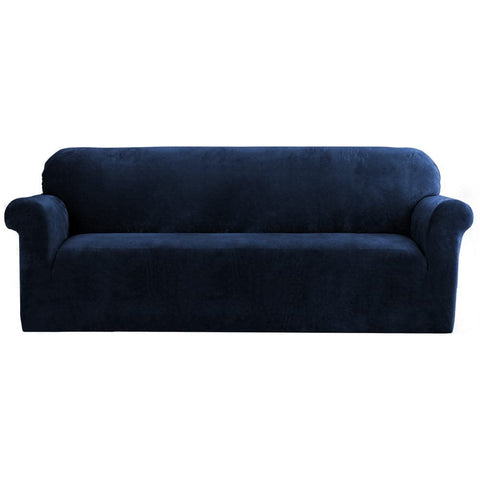 Darrahopens Furniture > Sofas Artiss Velvet Sofa Cover Plush Couch Cover Lounge Slipcover 4 Seater Sapphire