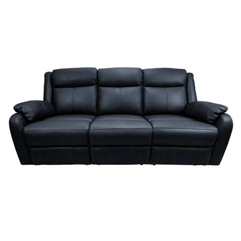 Darrahopens Furniture > Sofas Bella 3 Seater Electric Recliner Genuine Leather Upholstered Lounge - Black
