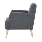 Darrahopens Furniture > Sofas Brianna Set of 2 Sofa Arm Chair Fabric Uplholstered Lounge Couch - Dark Grey