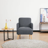 Darrahopens Furniture > Sofas Brianna Set of 2 Sofa Arm Chair Fabric Uplholstered Lounge Couch - Dark Grey