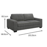Darrahopens Furniture > Sofas Brooks 3 Seater Fabric Sofa Elephant Grey