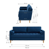 darrahopens Furniture > Sofas Cassandra 3 Seater Sofa Couch Blue