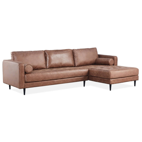 Darrahopens Furniture > Sofas Chelsea 2 Seater Sofa Fabric Lounge Couch with RHF Chaise Dark Brown