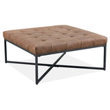 Darrahopens Furniture > Sofas Chelsea Fabric Square Ottoman Footstool Bench Dark Brown