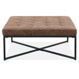 Darrahopens Furniture > Sofas Chelsea Fabric Square Ottoman Footstool Bench Dark Brown