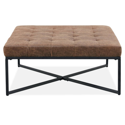 Darrahopens Furniture > Sofas Chelsea Fabric Square Ottoman Footstool Bench Dark Brown
