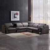 darrahopens Furniture > Sofas Corner Sofa Square Wedge Finest Genuine Leather Grey Electric Recliner Storage Drawer with 2x Cup Holders Lounge Set for Living Room