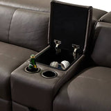 darrahopens Furniture > Sofas Corner Sofa Square Wedge Finest Genuine Leather Grey Electric Recliner Storage Drawer with 2x Cup Holders Lounge Set for Living Room