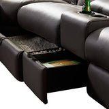 darrahopens Furniture > Sofas Corner Sofa Square Wedge Finest Genuine Leather Grey Electric Recliner Storage Drawer with 2x Cup Holders Lounge Set for Living Room