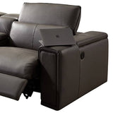 darrahopens Furniture > Sofas Corner Sofa Square Wedge Finest Genuine Leather Grey Electric Recliner Storage Drawer with 2x Cup Holders Lounge Set for Living Room
